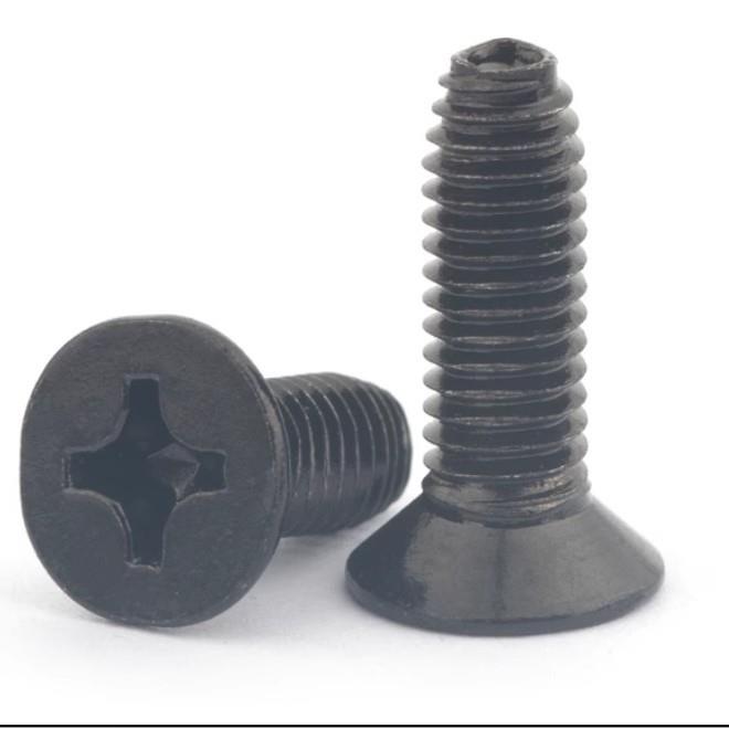 黑色黑锌沉头十字三角牙自锁螺丝平头自攻螺钉机柜螺丝