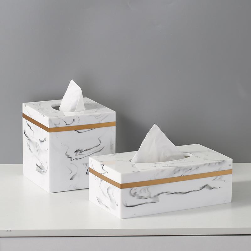 纸巾盒客厅轻奢家用茶几北欧创意桌面收纳纸抽盒酒店大理石抽纸盒