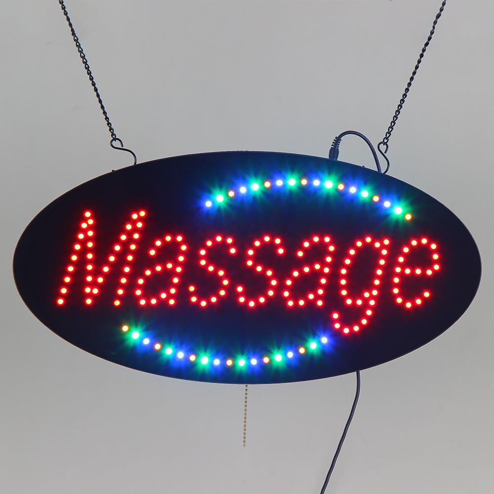 足疗店室内亚克力高亮灯牌9*19 inch 椭圆标识LED Massage SIGN