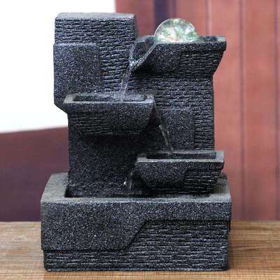 创意新款小型流水假山喷泉树脂工艺品家居室内桌面摆件11032