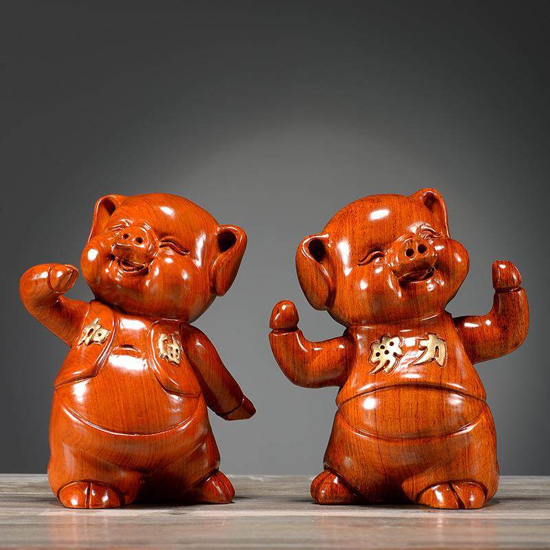 办公室桌面摆件木雕努力加油生肖猪可爱小猪花梨木实木工艺品送礼,工业油品/胶粘/化学/实验室用品,其他实验室设备,淘宝优惠券,粉丝福利购,淘宝优惠卷