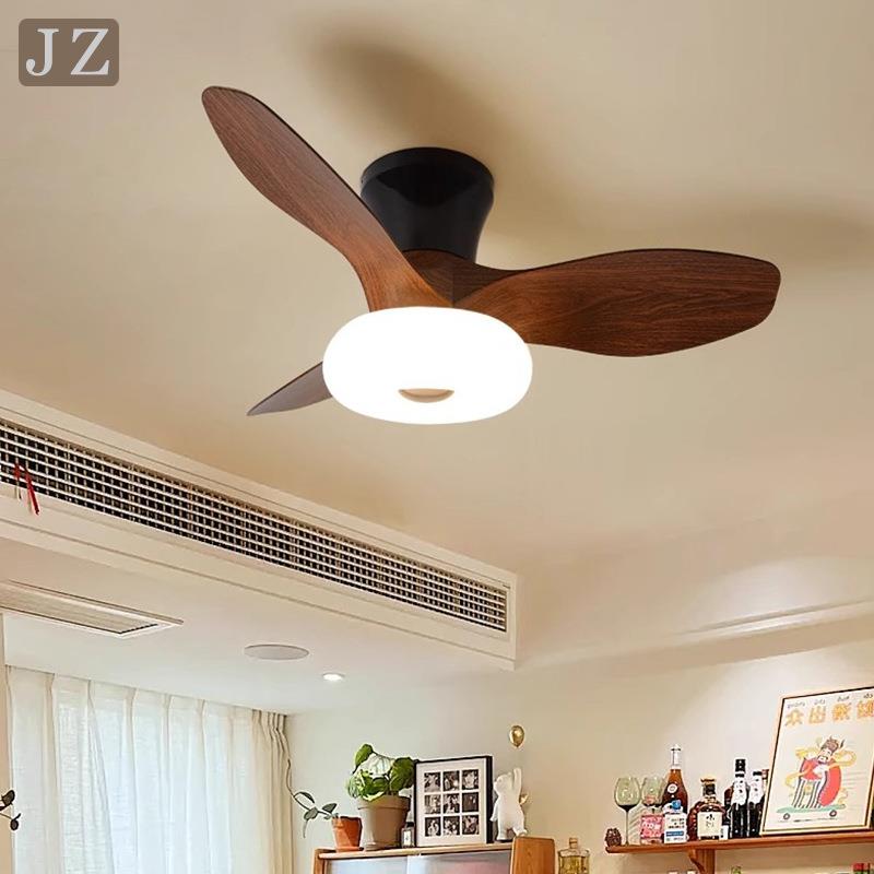 奶油风小尺寸风扇灯现代简约卧室吸顶电扇灯主卧静音儿童房吊扇灯