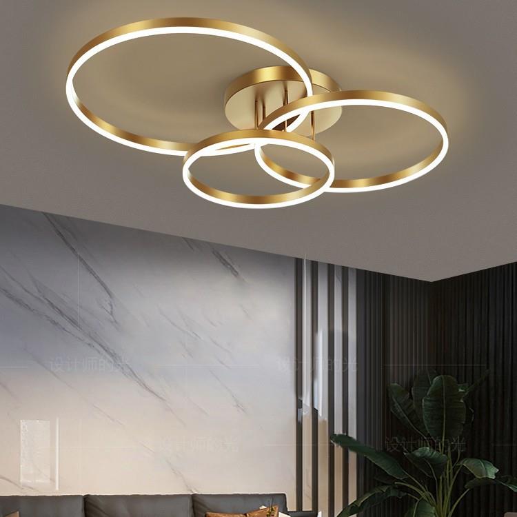 全铜客厅吸顶灯具现代简约大气家用轻奢北欧主卧室书房圆环led灯