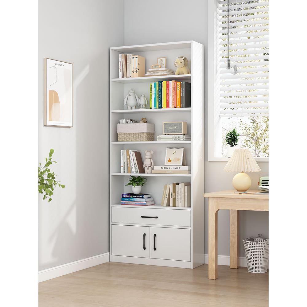 小书柜整墙立柜置物架夹缝柜实木书架儿童落地简易家用加高收纳柜