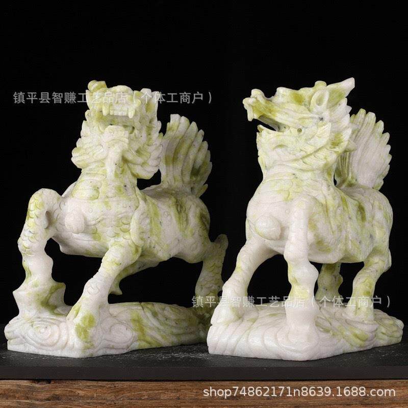 貔貅麒麟摆件 家居装饰蓝田玉工艺品麒麟工艺品摆件 麒麟玉器