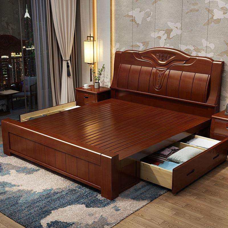 实木床.米双人床现代简约婚床中式经济型.成人家用储物床