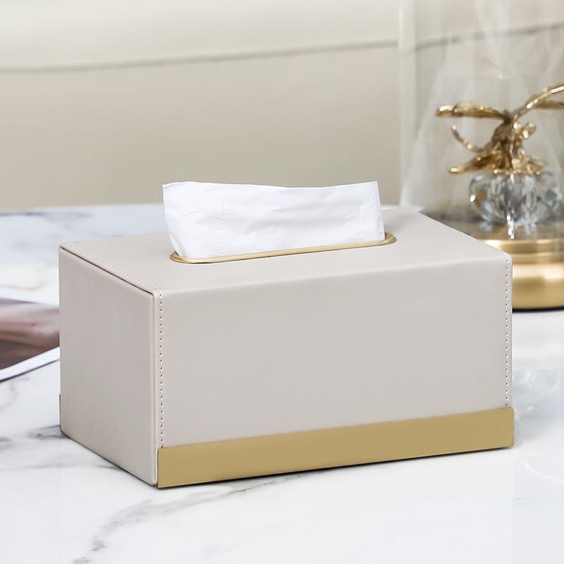 轻奢纸巾盒北欧家用客厅餐桌抽纸盒桌面时尚创意高档铜金边纸抽盒