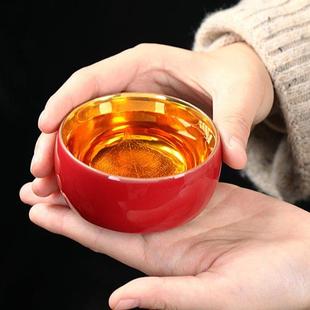 高档礼盒装 霁红霁蓝鎏金盏建盏品茗茶杯主人杯功夫茶具个人杯中式