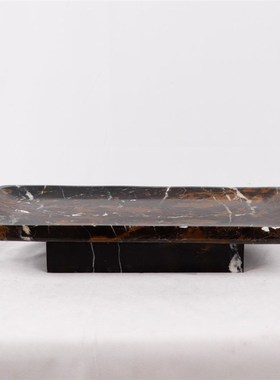 现代客厅大理石托盘创意装饰摆件轻C奢高端饰品样板房间售楼处软