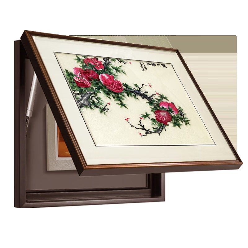 伊弥苏绣电c表箱挂画新中式电闸箱装饰画纯手工苏州刺绣高档弱电