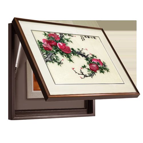 伊弥苏绣电c表箱挂画新中式电闸箱装饰画纯手工苏州刺绣高档弱电