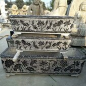 石雕鱼缸花盆荷花缸青石仿古x水缸户外老石槽庭院石缸水槽养鱼摆