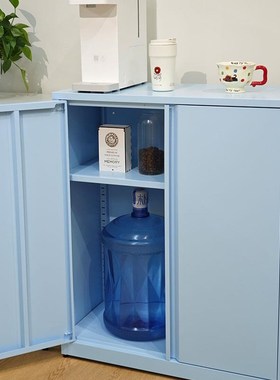 多巴胺蓝色铁皮对开n门收纳储物柜客厅餐厅卧室大容量多层置物架