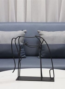 北欧抽象金属线条马艺术摆件办公室样板房K客厅电视柜玄关家居饰