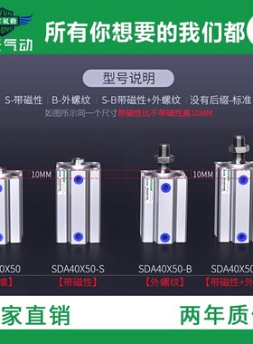 翊云气动带磁小型薄型气缸 SDAS63X10B/15B/20B/25/55BW/60B/65B