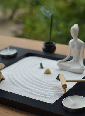 厂家新中式禅g意创意q枯山水烛台摆件中式家居酒店茶室玄关样板房