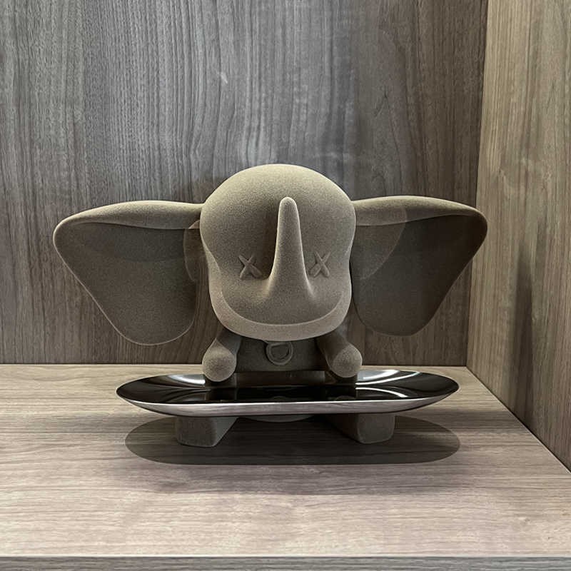 轻奢小飞象d托盘摆件入门入户鞋柜玄关钥匙收纳装饰品客厅乔迁礼