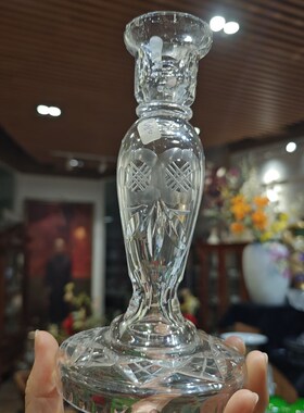 复古水晶烛台磨R砂花朵烛台
