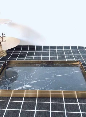 北欧轻奢风创意天然大理石托盘寿司盘甜品餐盘面包砧X板首饰收纳