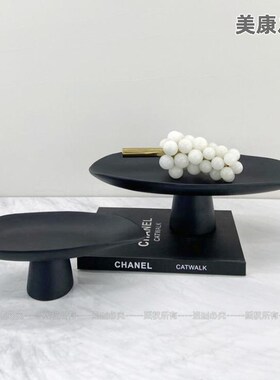 设计师样大板房件间现代极理石皮托盘摆B6732烛台茶X几收纳果盘工