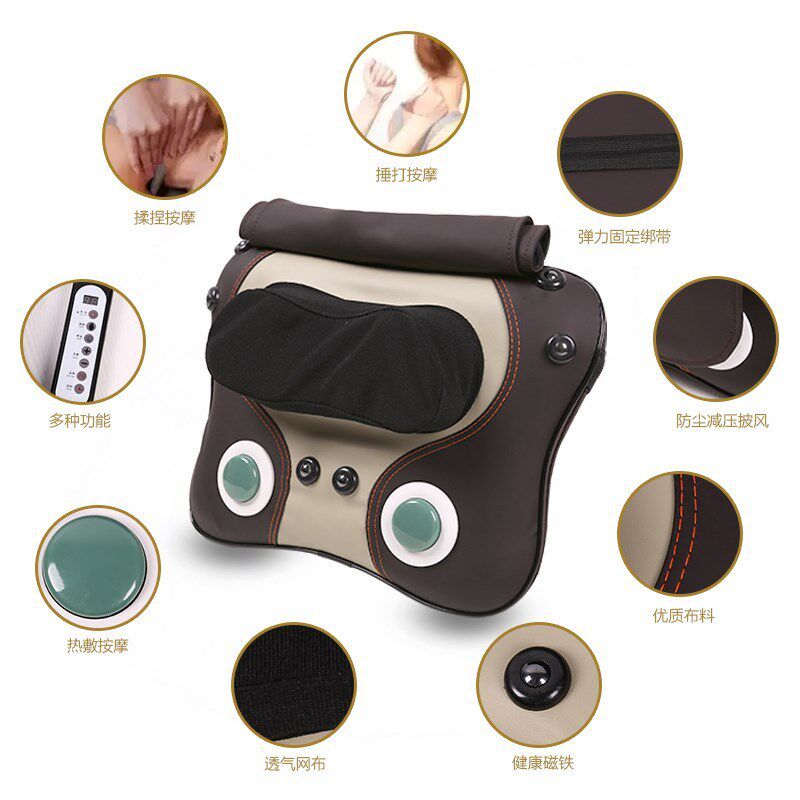 多功能颈椎按摩h枕红外加热靠垫磁按摩仪电动揉捏捶打叩击按摩器