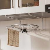 304不锈钢免i打孔厨房可放锅盖架子放置器置物架支架收纳架壁挂式