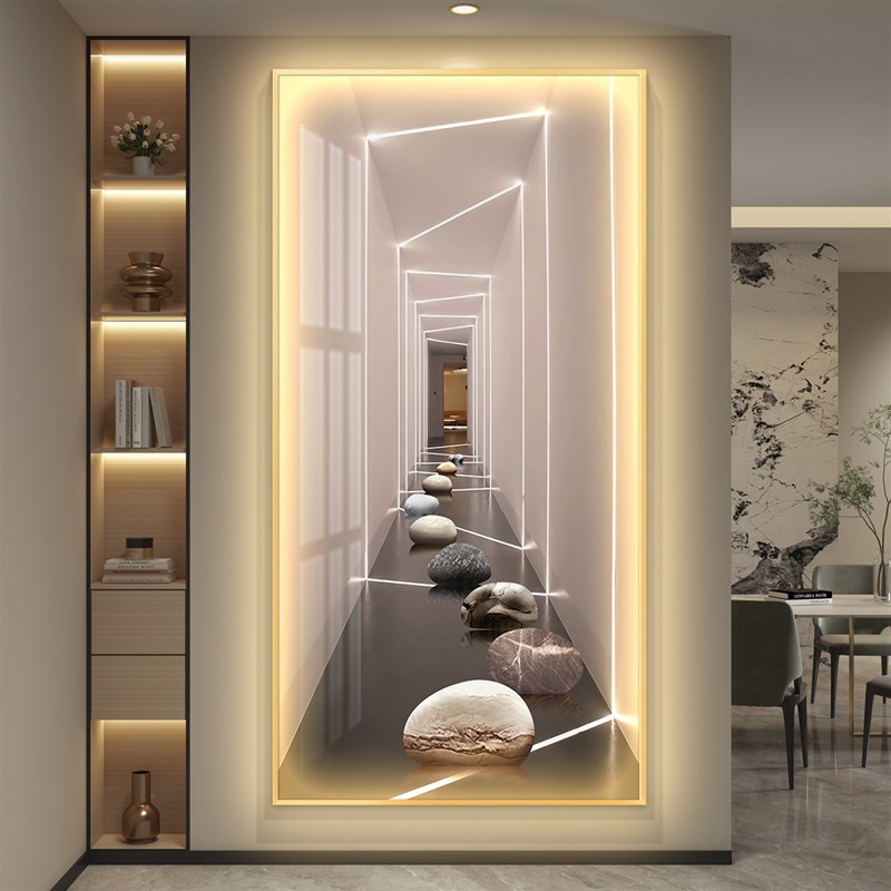 轻奢led带灯入户玄关装饰画挂画壁画走廊过N道简约X现代空间几何
