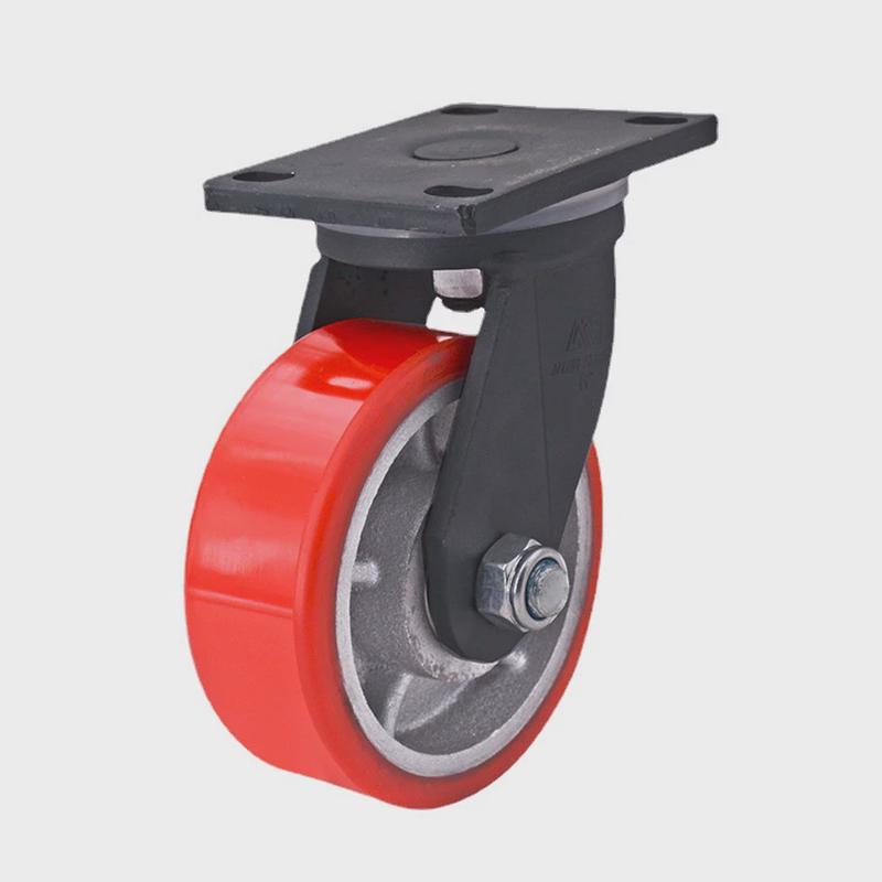 10厘超重型铁芯PlU轮4寸5寸6寸8寸万向轮工业脚轮聚氨酯刹车轮工