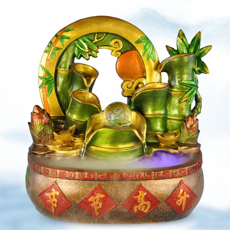 厂家树脂竹子流水器 财富节节高鱼缸鱼H盆水景喷泉摆件空气加湿器