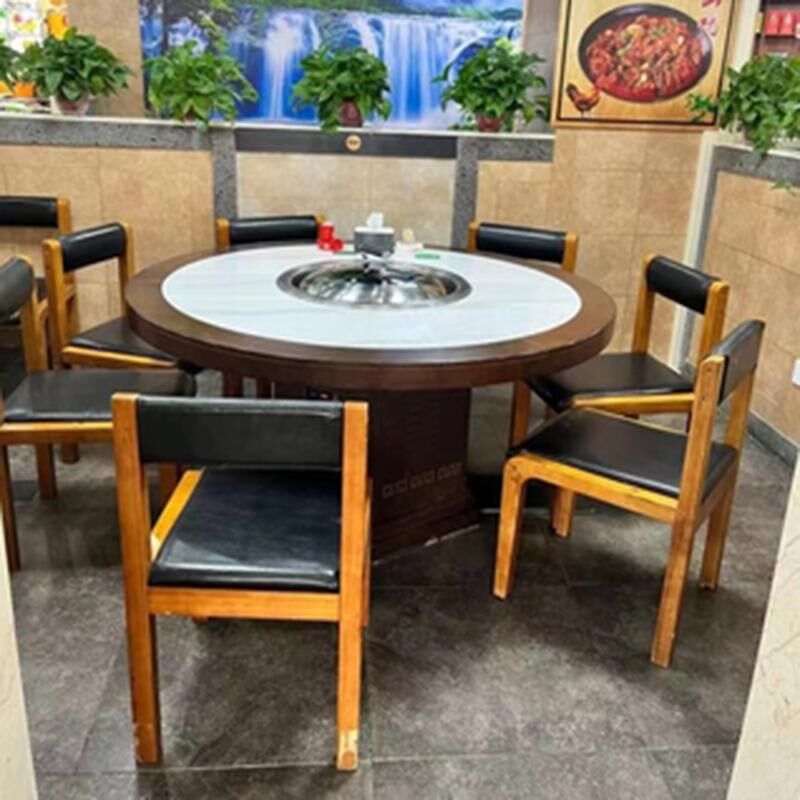 自净化灶台铁锅炖桌地锅s鸡桌子柴火鸡锅台农家乐餐桌吸油烟实木