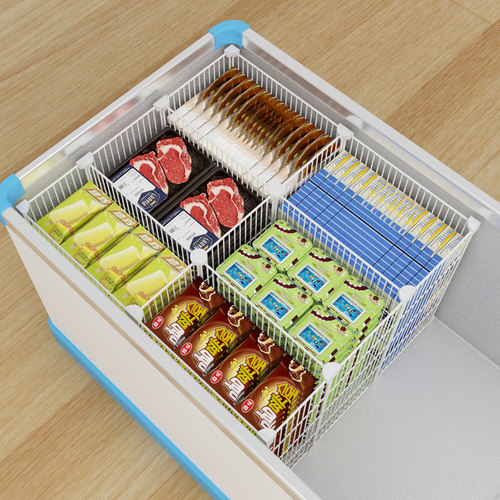 新品冰柜内置物筐收纳专用分x隔栏分类神器篮子分格网加密带底冷