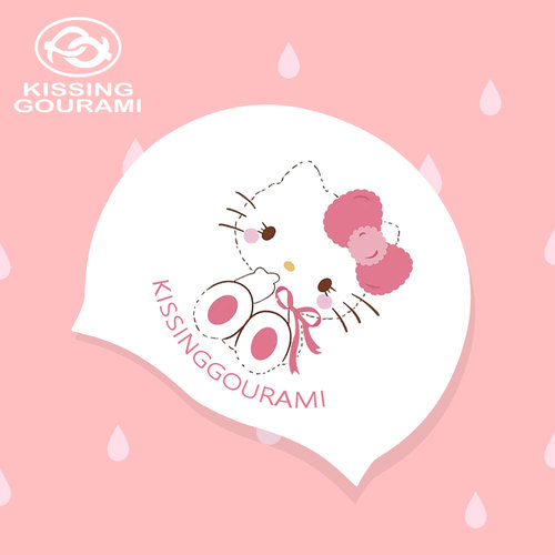 2026新款印花线条Kitty泳帽防水