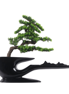 极速现代新中式家居玄关仿真迎y客松摆件简约样板房绿植工艺礼品