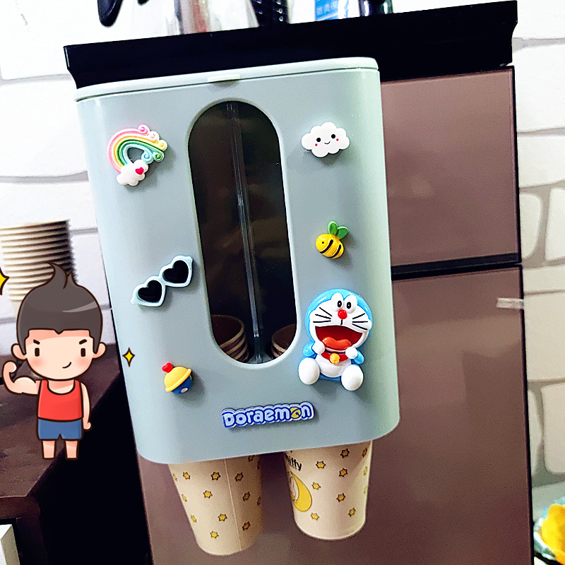 极速卡通一次性杯子架自动取杯器纸杯架水杯挂壁式V置物架收纳家