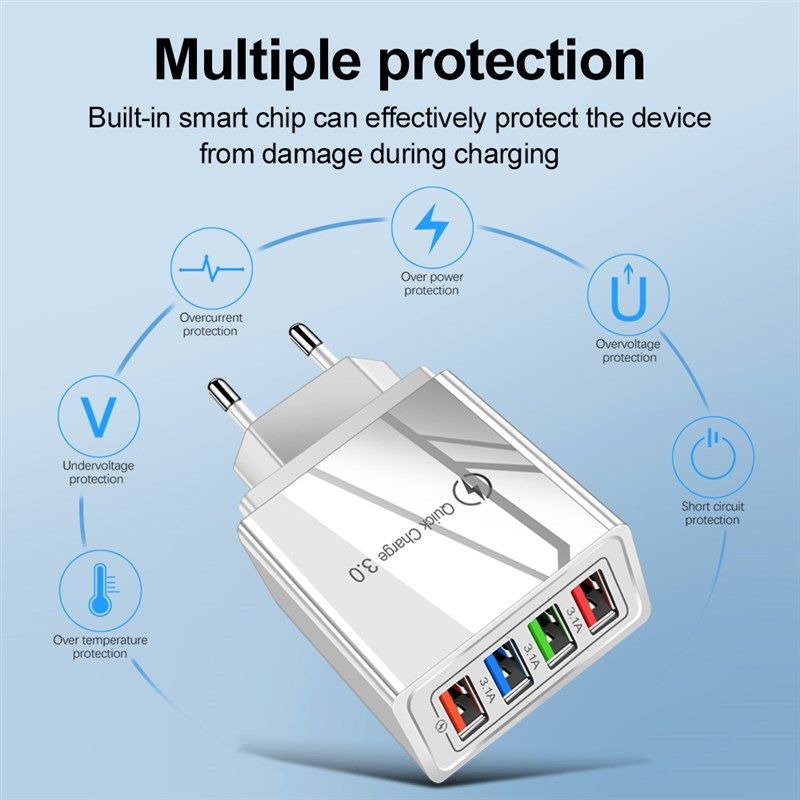极速EU/US Plug USBn Charger Quick Charge 3.0 For Phone Adapt