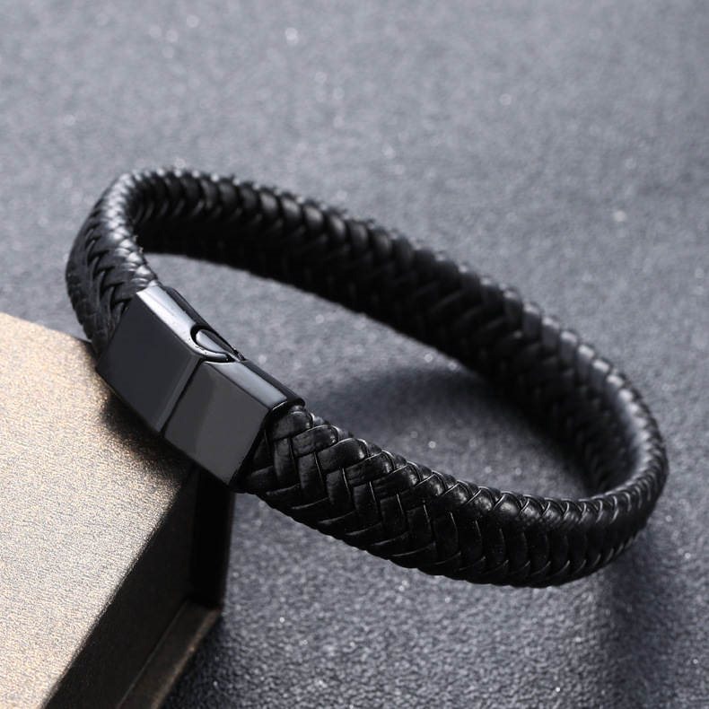 极速let Vintage Hanod Woven Leather Rope magnetic clasp Brle