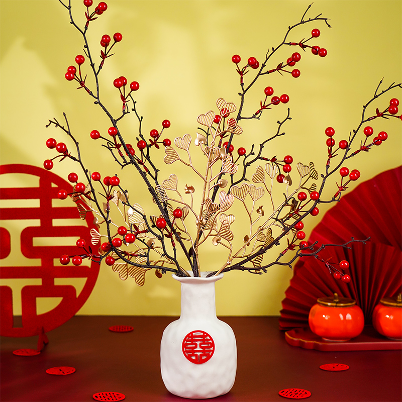 极速订婚布置瓷瓶摆件婚礼装饰婚房卧室喜字客厅花瓶Y婚庆摆台用