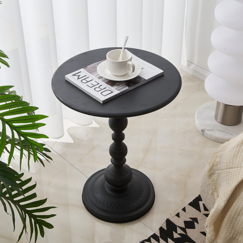 极速美式b复古小圆桌茶几客厅落地摆件黑白极简风装饰品乔迁新居