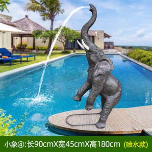 户外喷泉装饰玻璃钢吐水大型工艺品新加坡鱼尾狮摆件园林景观雕塑