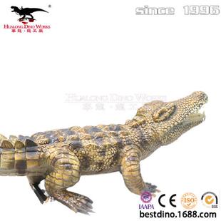 仿真鳄鱼两栖爬行动物可动可静景区拍照引流大型动植物生产厂家