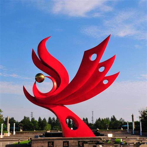 不锈钢雕塑定制户外大型广场公园园林景观抽象飘带凤凰金属雕塑