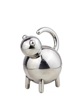 现代简约轻奢大理石不锈钢电镀金银色抽象摆件Q家居样板间客厅装