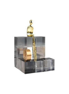 现代简约几何水晶金属小r金人装饰摆件客厅卧室玄关酒店家居装饰
