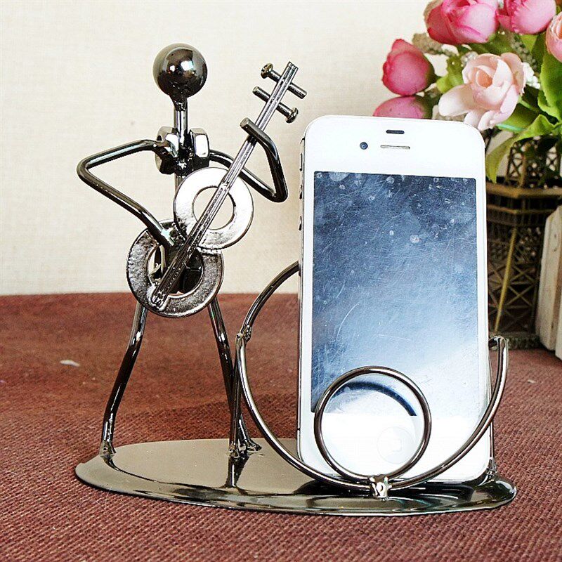 处理金属手机架工艺品创意铁人乐器A办公床头摆件造型混发311C多