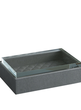 北欧简约家居玄关卧室妆台v软装饰品灰白水晶透明盖首饰收纳盒摆