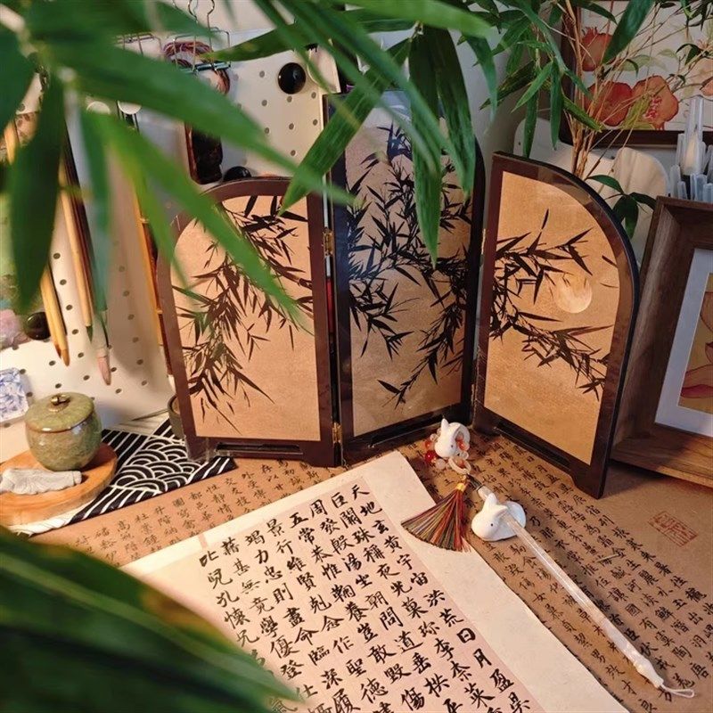 桌面屏风装饰摆件新中式入户玄关C装饰品高级感轻奢客厅电视柜摆,家居饰品,桌面摆件,淘宝优惠券,粉丝福利购,淘宝优惠卷