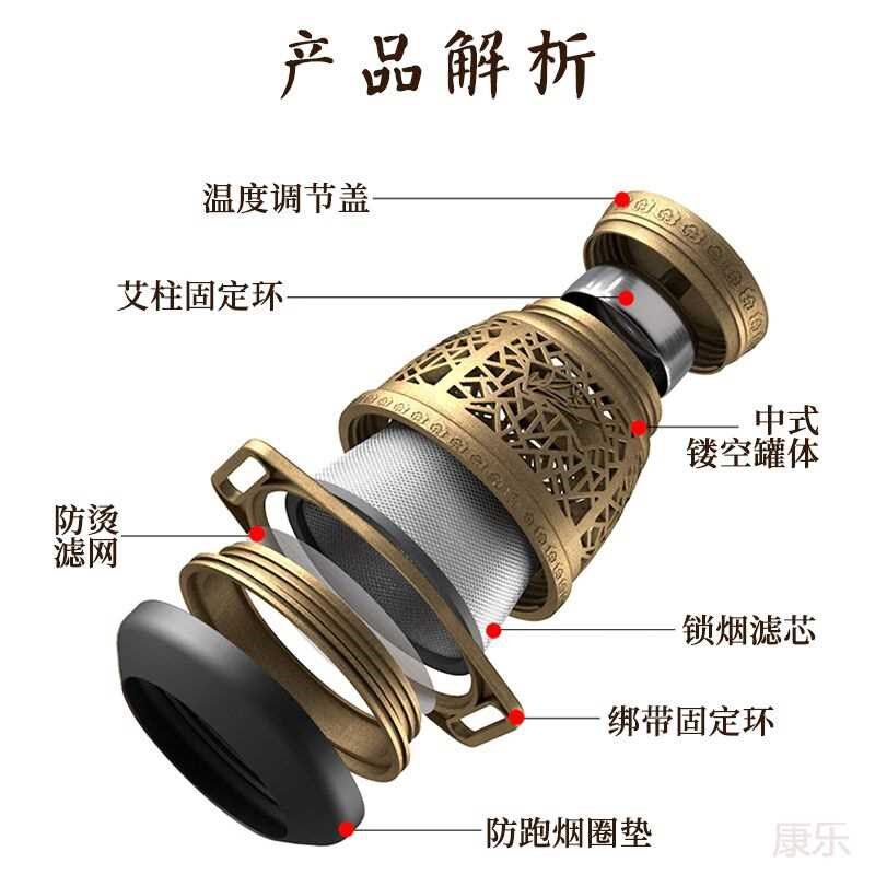 神聪艾灸盒c随身灸家用明火无烟艾灸罐艾条柱艾炙工具熏蒸仪器防
