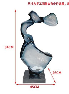 现代抽象透明f树脂雕塑玄关大型落地摆件酒店样板间售楼处软装饰