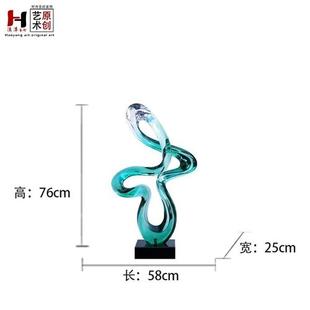 家居会所抽象雕塑陈设品摆件 透明仿琉璃工艺品简约现代时尚