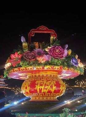 定制大型花篮雕塑玻璃钢户外广场公园国庆节日开业庆典装饰摆件